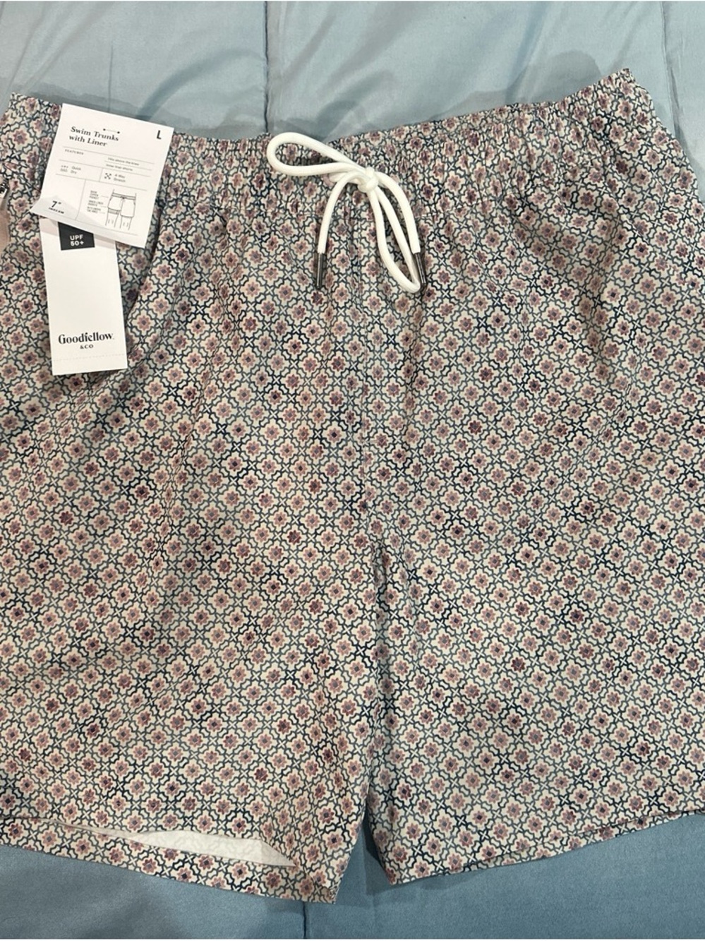 Goodfellow & Co Men's Pink Geometric Drawstring Hybrid Shorts